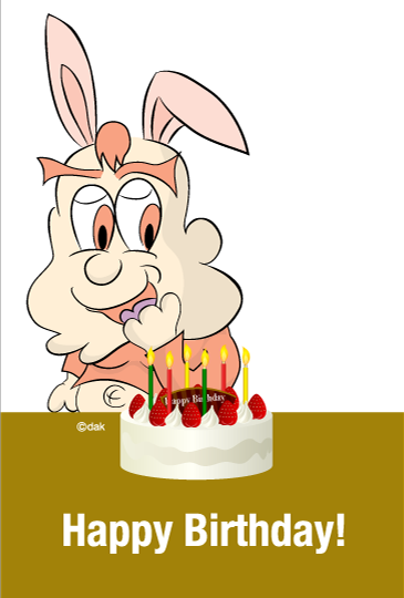 ウサギキャラの誕生日カード
