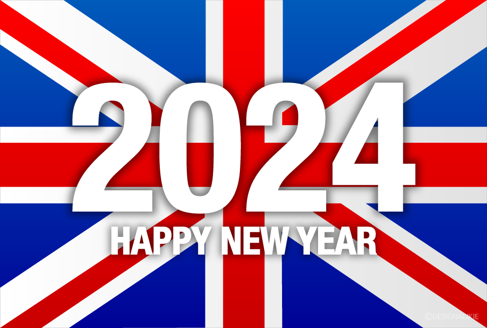 イギリス国旗のHAPPY NEW YEAR 2024