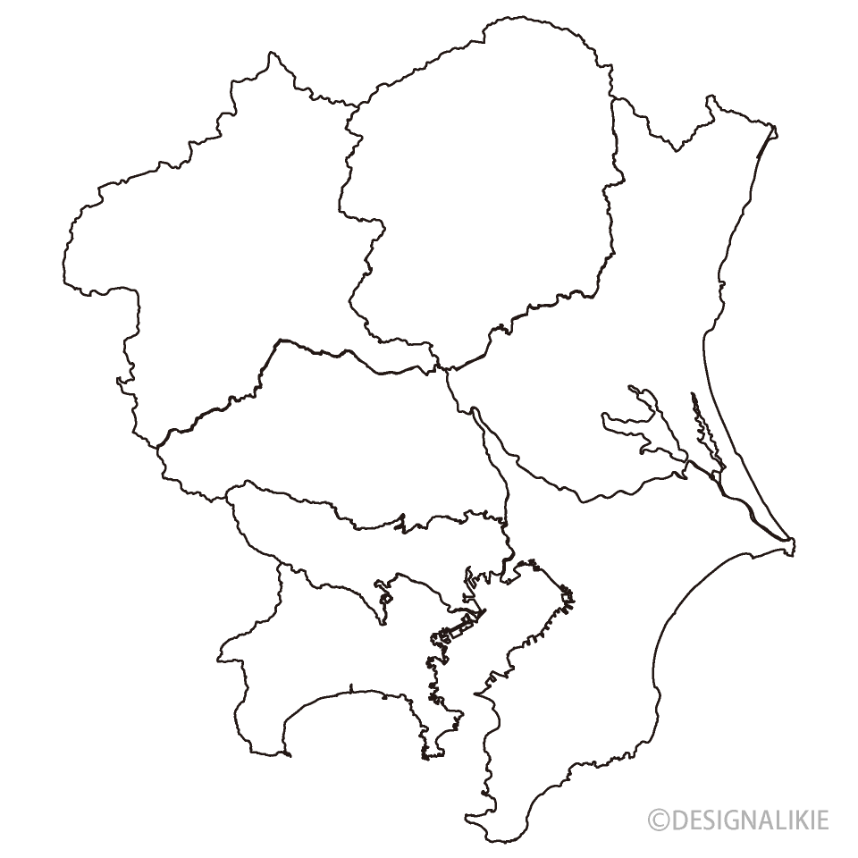 関東地方の白黒地図