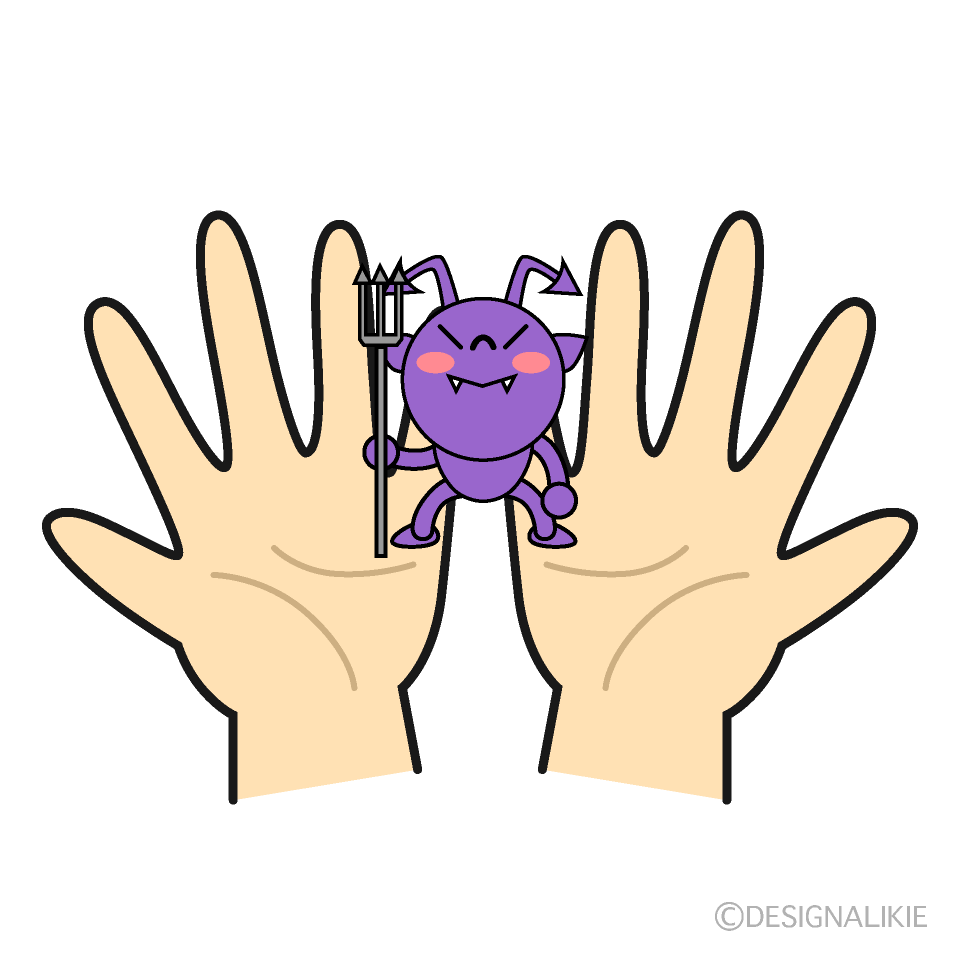 手にのったばい菌キャラクター
