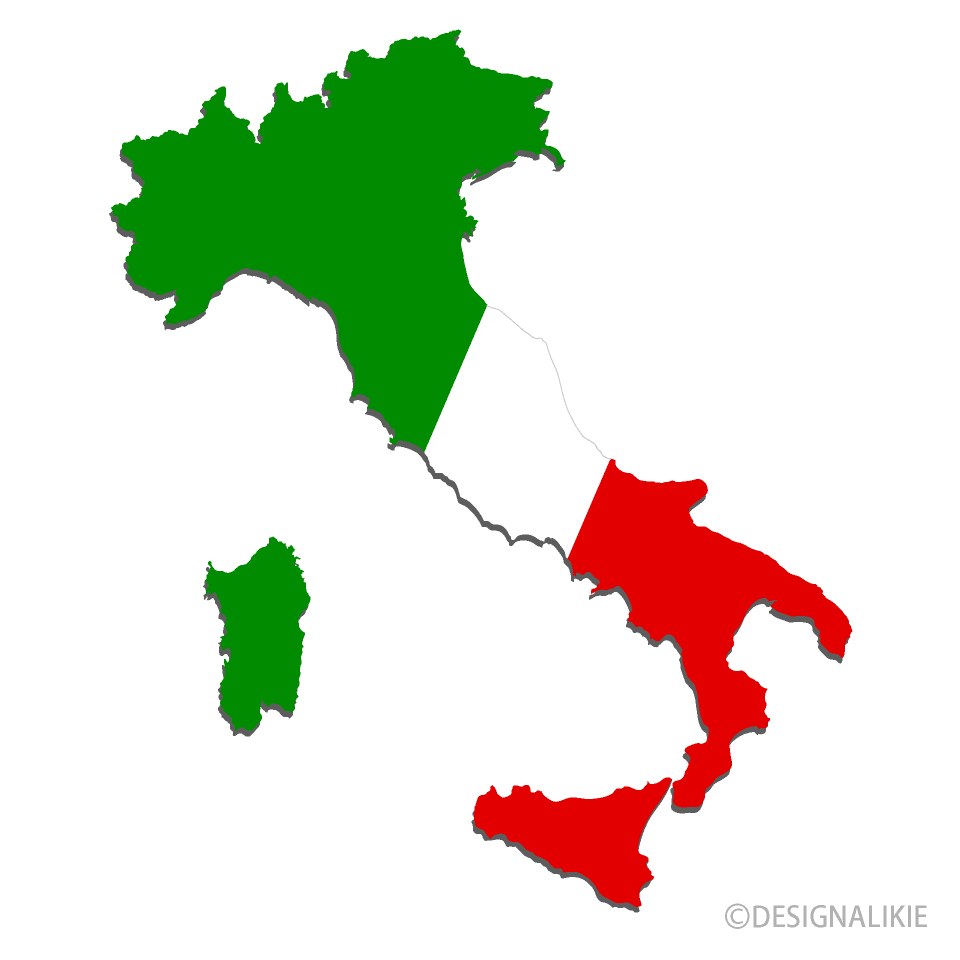 イタリア国旗の地図の無料イラスト素材｜iiイラストイメージ