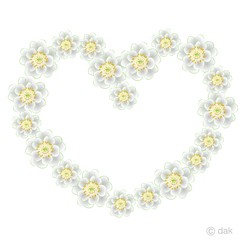 白い花のハートマーク