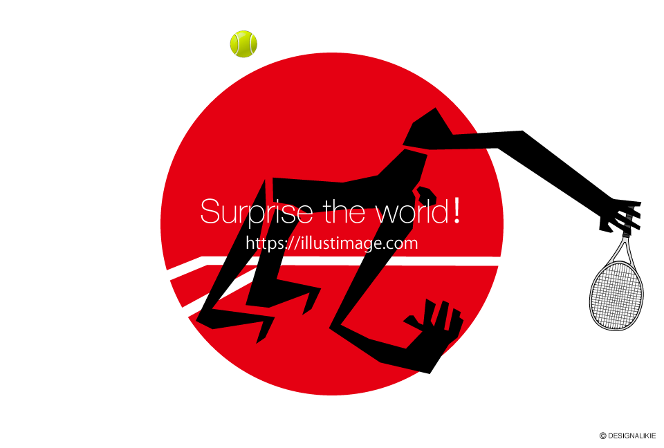 日本国旗とテニス男