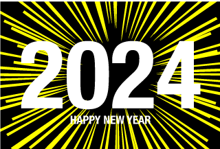 Happy New Year 2024（黄スパーク）