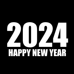 白黒のHAPPY NEW YEAR 2024カード