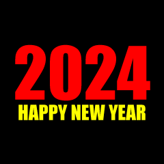 赤黄色のHAPPY NEW YEAR 2024カード