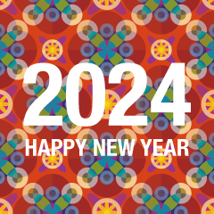 和柄のHAPPY NEW YEAR 2024カード