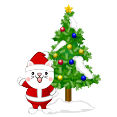 白猫とクリスマスツリー