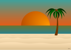 夕日の砂浜ビーチ