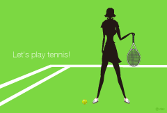 テニス女子のシルエットデザイン