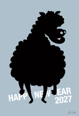 シルエットの羊キャラクター年賀状