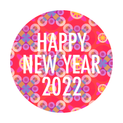 ピンク和柄丸型のHAPPY NEW YEAR 2022