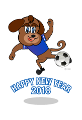 サッカーする犬の年賀状