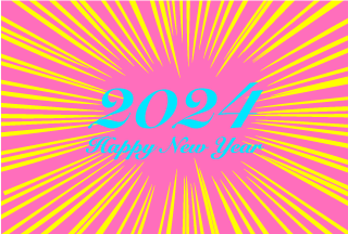 Happy New Year 2024 ピンクイエロースパーク