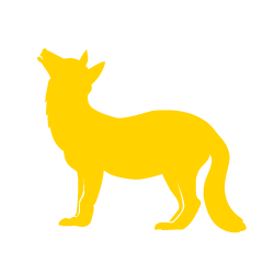 遠吠えする狐の黄色シルエット