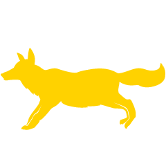 走る狐の黄色シルエット