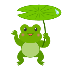 葉っぱを傘にするカエル