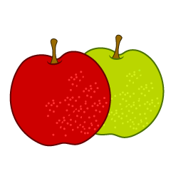 赤いリンゴと青いリンゴ