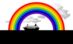 虹の中を航海する客船