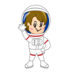 挨拶する女の子の宇宙飛行士
