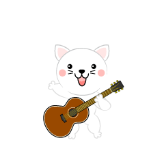 可愛い白ネコのギタリスト
