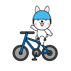 自転車に乗るウサギキャラクター