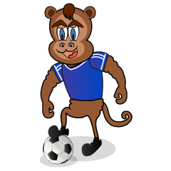 サッカー選手の猿キャラクター