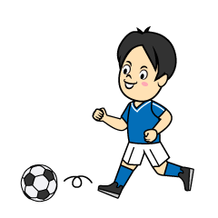 ドリブルするサッカー少年