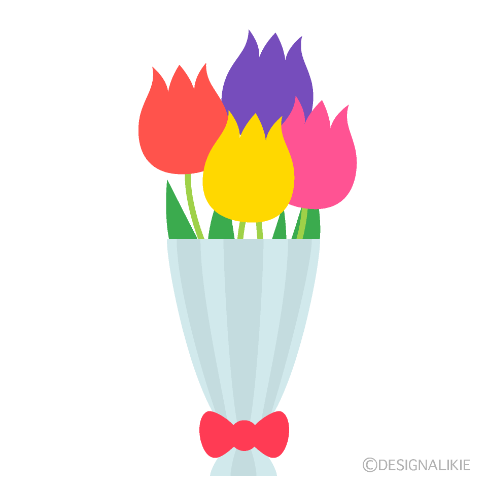 可愛いチューリップの花束イラストのフリー素材 イラストイメージ