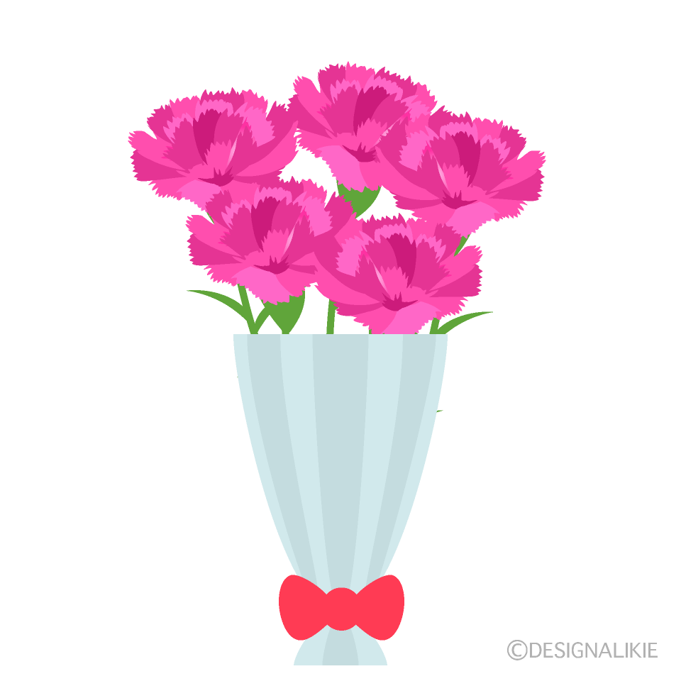 可愛いカーネーションの花束の無料イラスト素材 イラストイメージ