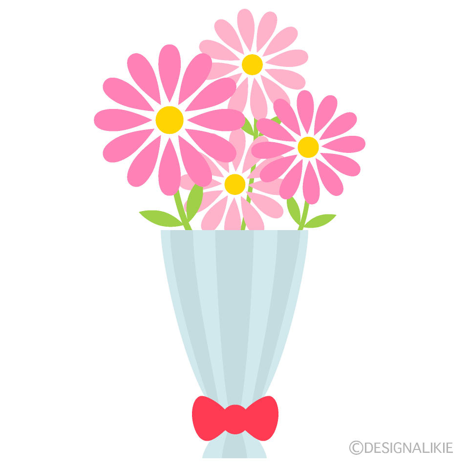 ピンクの花の花束の無料イラスト素材 イラストイメージ