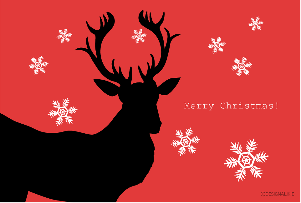 トナカイのクリスマスカードの無料イラスト素材 イラストイメージ