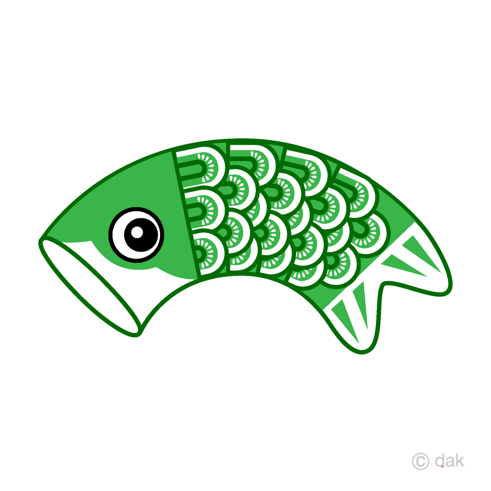泳ぐ緑の子鯉イラストのフリー素材 イラストイメージ