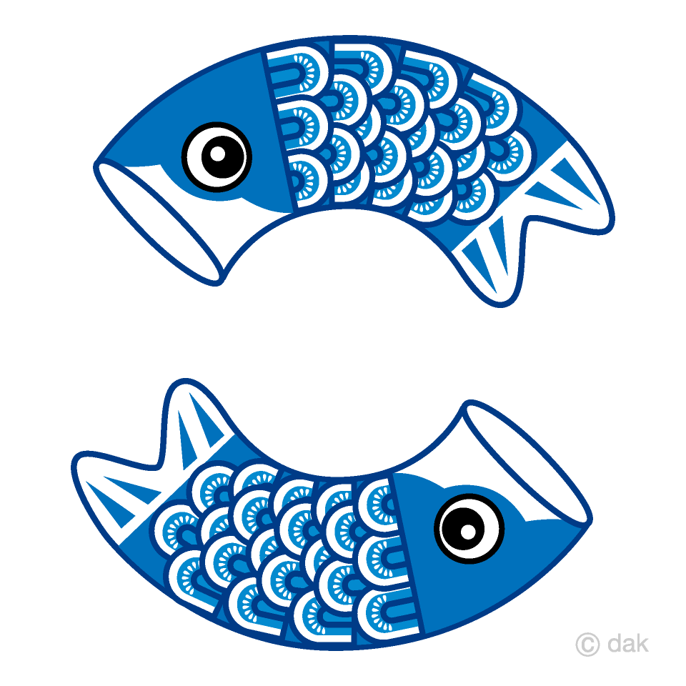 丸になる青い鯉のぼりイラストのフリー素材 イラストイメージ