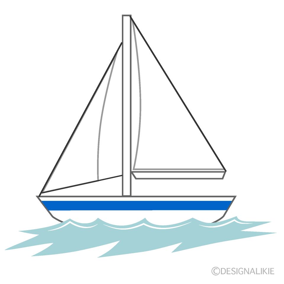 海のヨットの無料イラスト素材 イラストイメージ