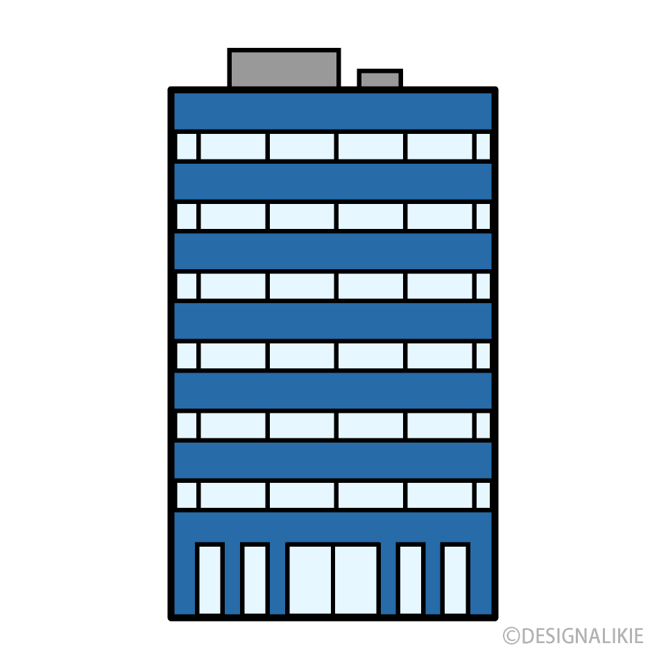 青いオフィスビルの無料イラスト素材 イラストイメージ