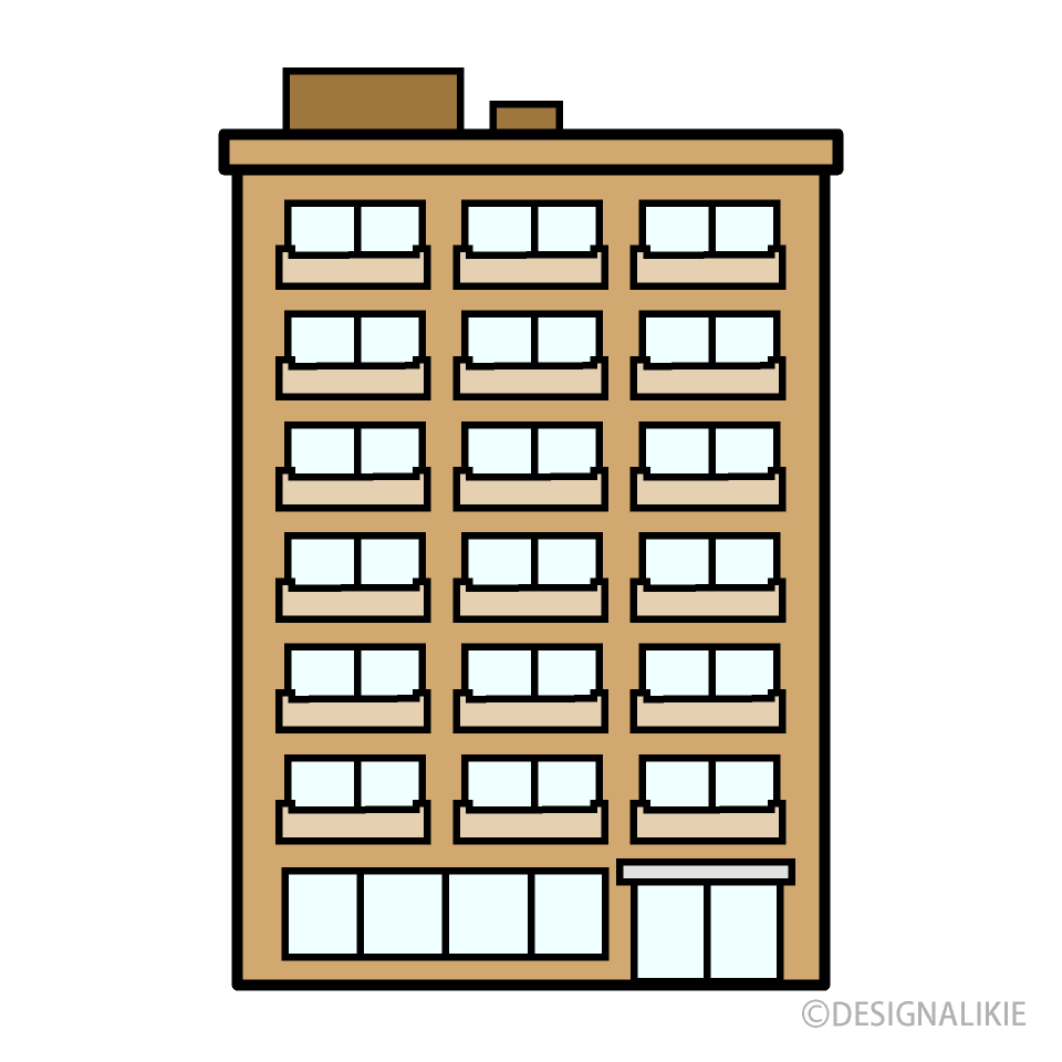 茶系のマンション建物の無料イラスト素材 イラストイメージ