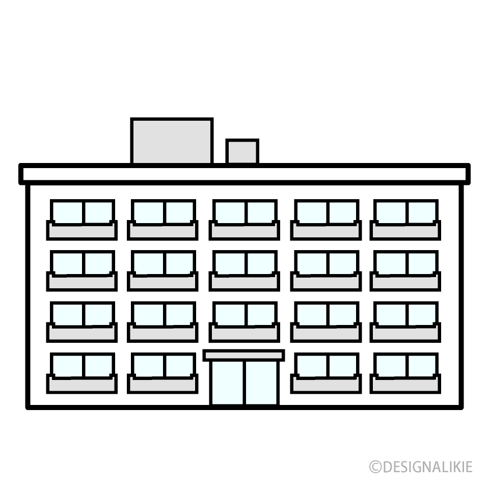 低層のマンション建物イラストのフリー素材 イラストイメージ