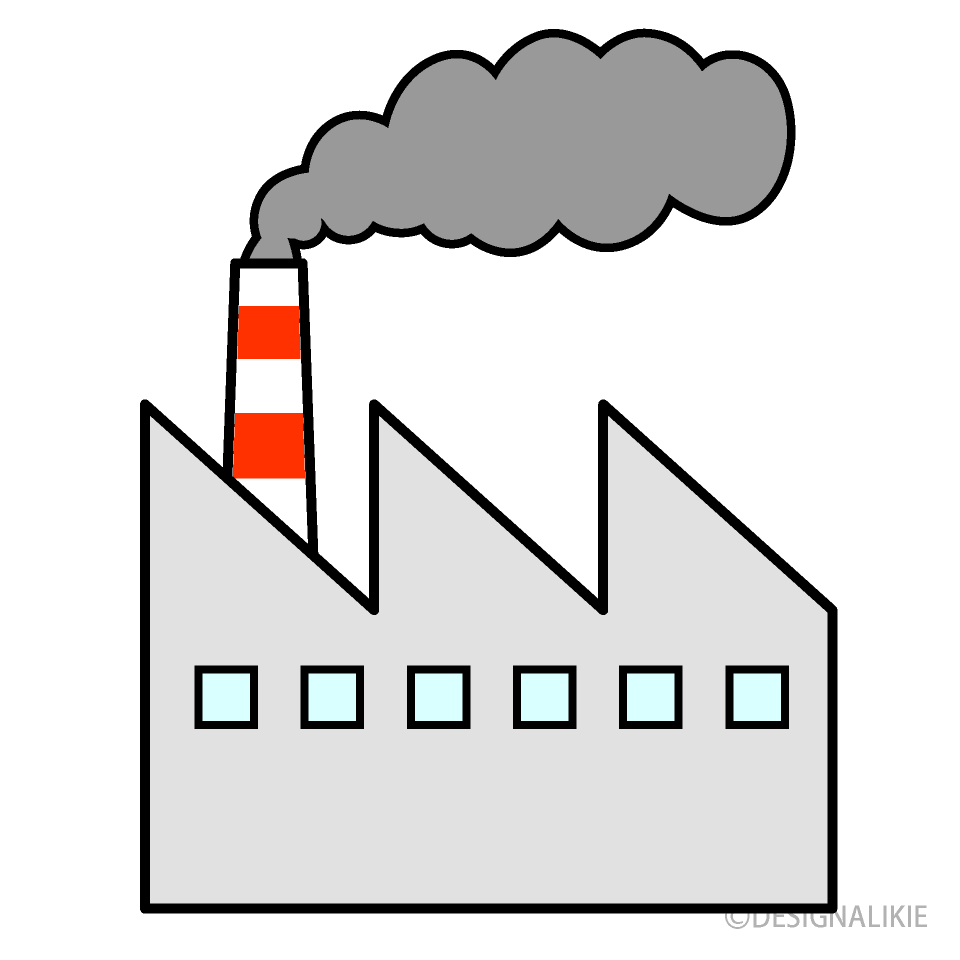 黒煙の工場イラストのフリー素材 イラストイメージ
