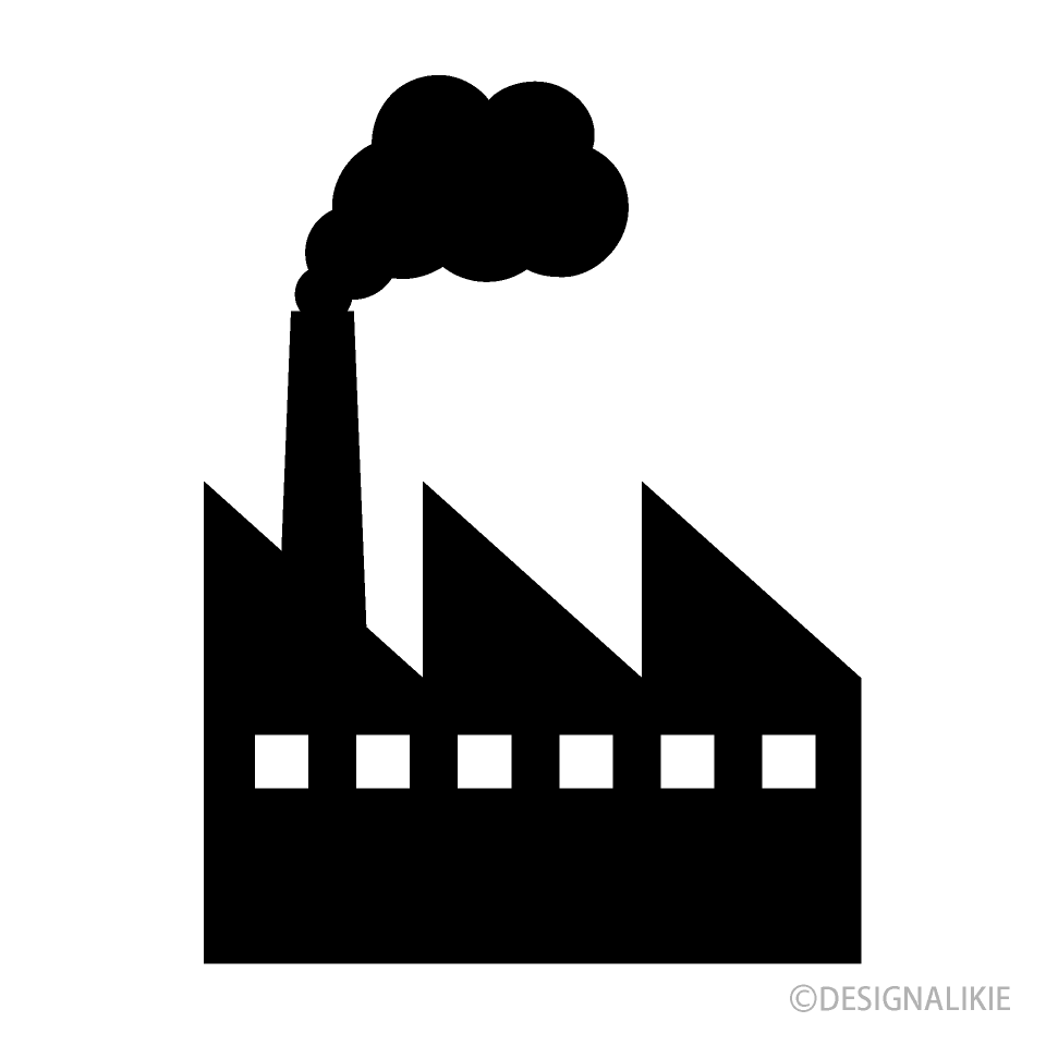 煙の出る工場マークの無料イラスト素材 イラストイメージ