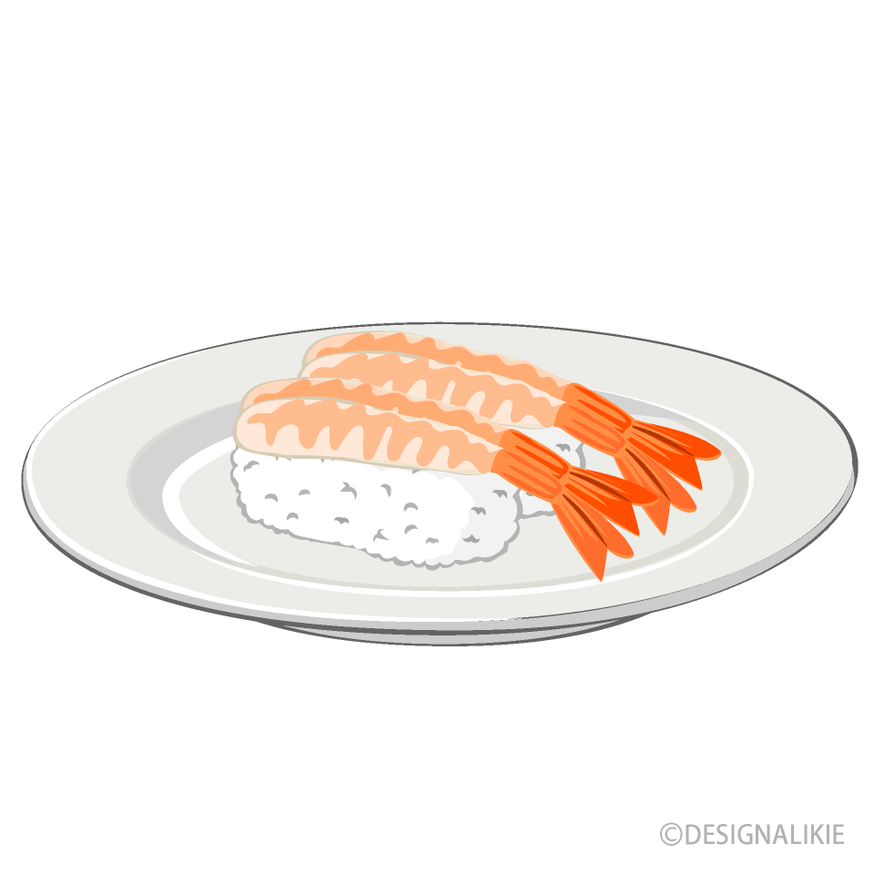 回転寿司の甘エビイラストのフリー素材 イラストイメージ