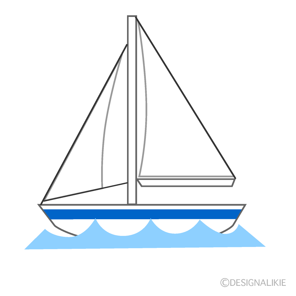 海のヨットイラストのフリー素材 イラストイメージ