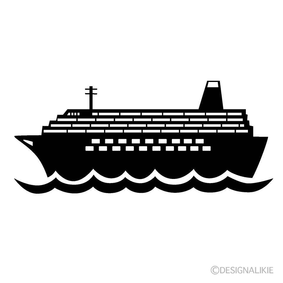 大型旅客船シルエットの無料イラスト素材 イラストイメージ