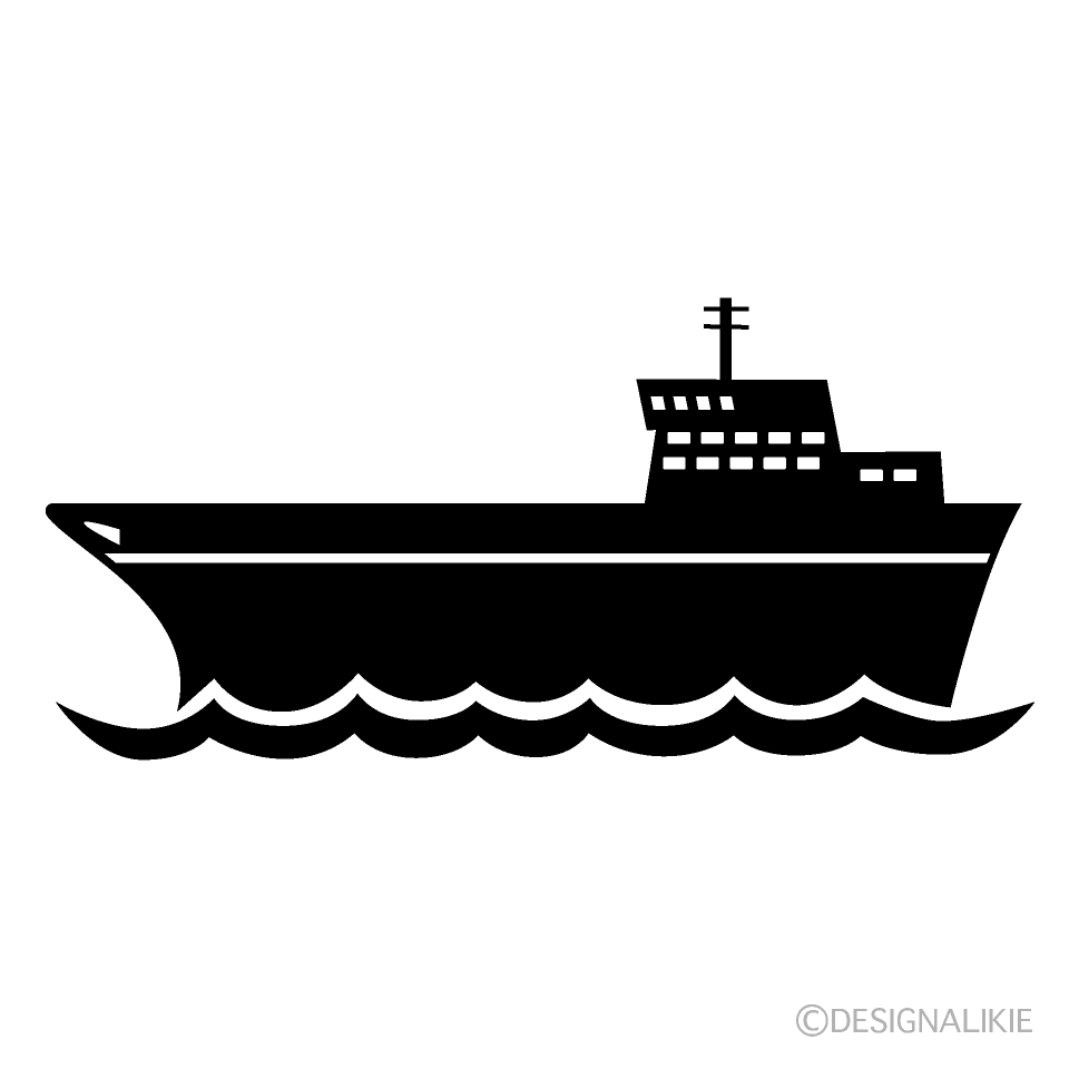 貨物船シルエットの無料イラスト素材 イラストイメージ
