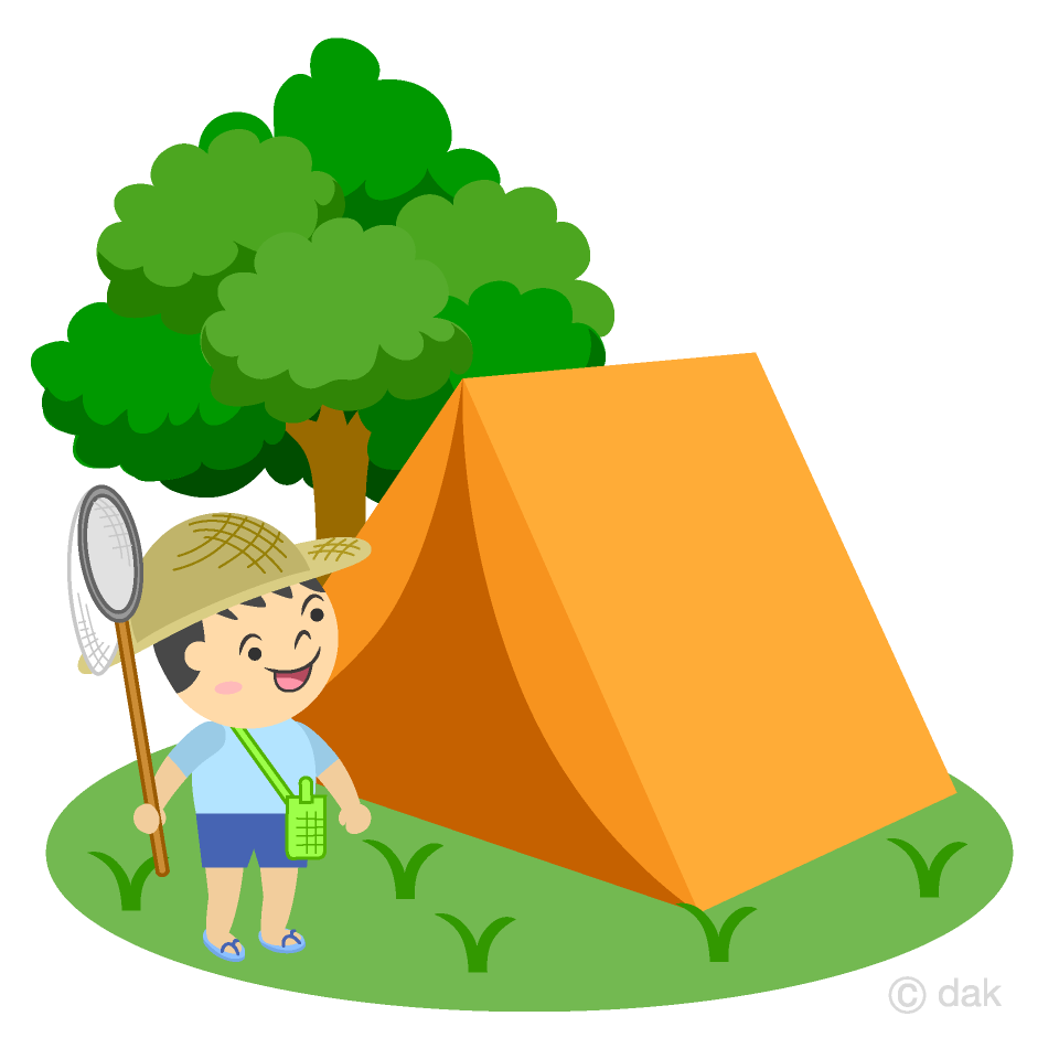 キャンプする男の子イラストのフリー素材 イラストイメージ