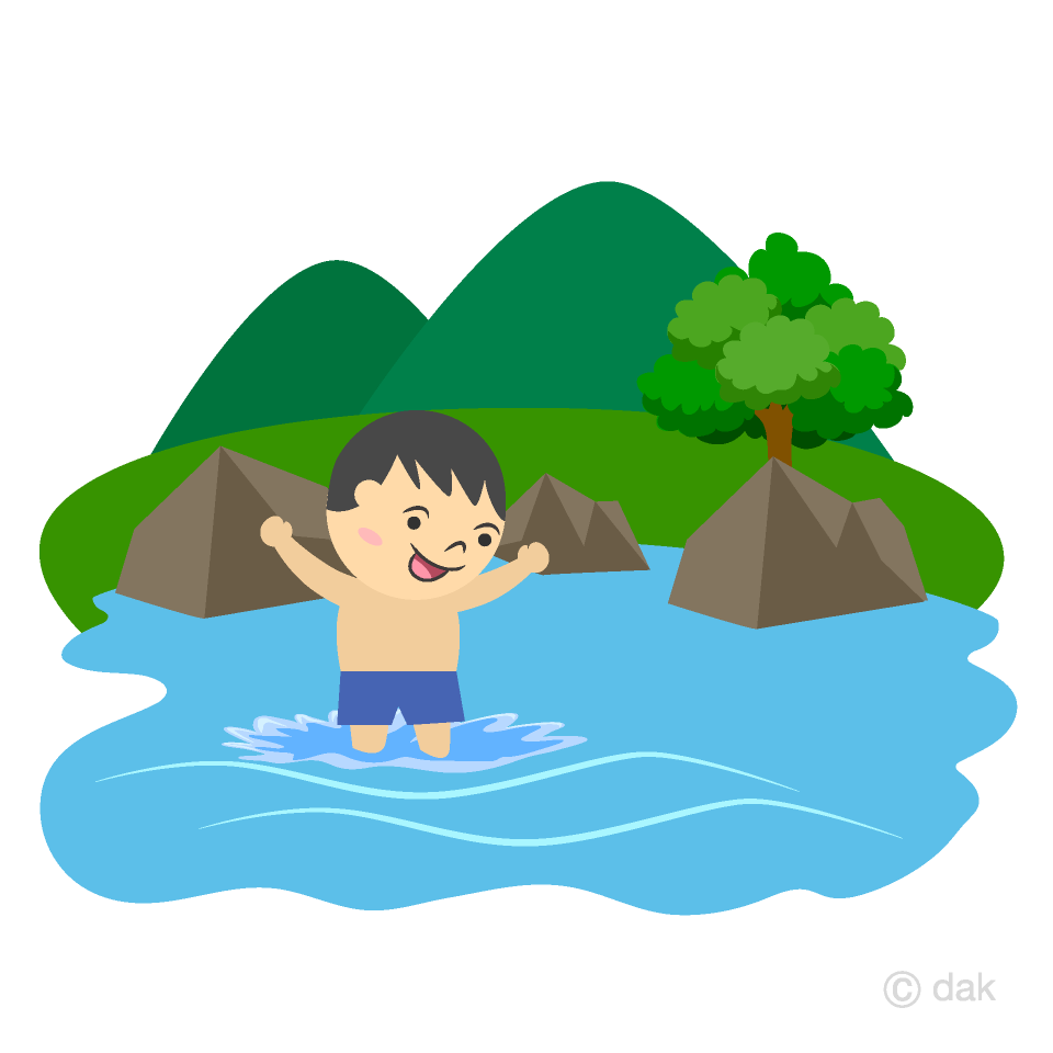 川泳ぎする男の子イラストのフリー素材 イラストイメージ