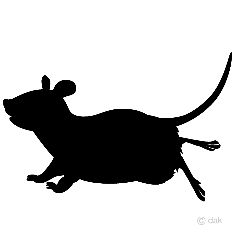 走るネズミのシルエットの無料イラスト素材 イラストイメージ