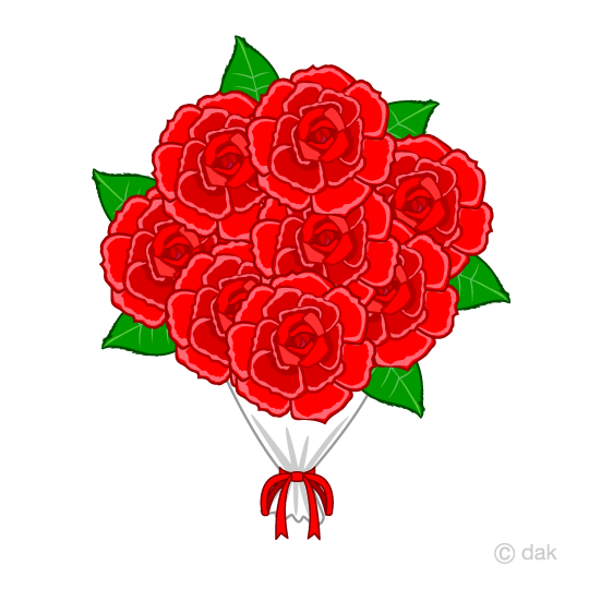 赤いバラの花束イラストのフリー素材 イラストイメージ