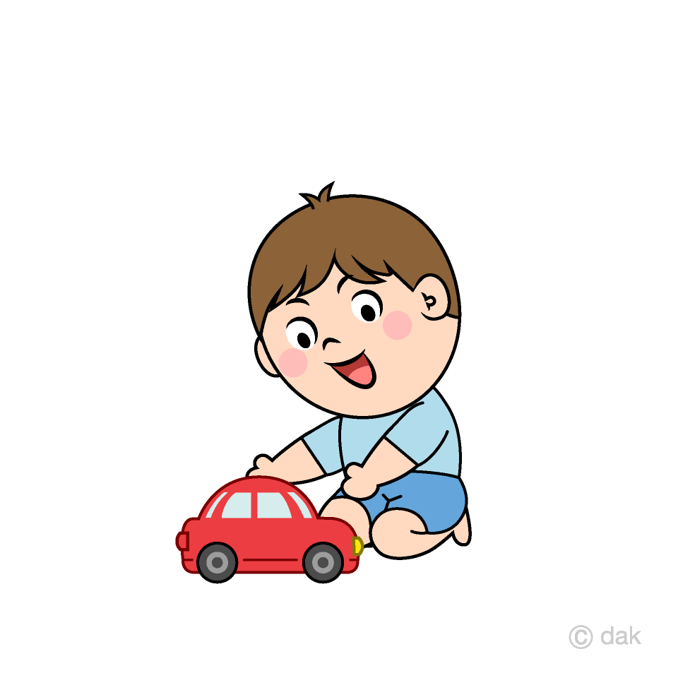 ミニカーで遊ぶ男の子の無料イラスト素材 イラストイメージ