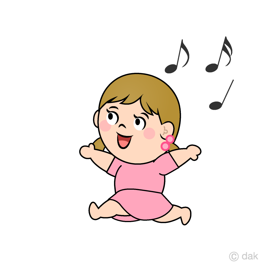 歌って走る女の子の無料イラスト素材 イラストイメージ